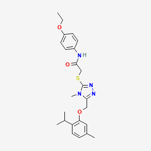 molecular formula C24H30N4O3S B3549043 N-(4-ethoxyphenyl)-2-[(4-methyl-5-{[5-methyl-2-(propan-2-yl)phenoxy]methyl}-4H-1,2,4-triazol-3-yl)sulfanyl]acetamide 