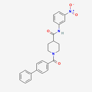 molecular formula C25H23N3O4 B3549081 N-(3-nitrophenyl)-1-(4-phenylbenzoyl)piperidine-4-carboxamide 