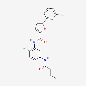 molecular formula C21H18Cl2N2O3 B3549150 N-[5-(butyrylamino)-2-chlorophenyl]-5-(3-chlorophenyl)-2-furamide 