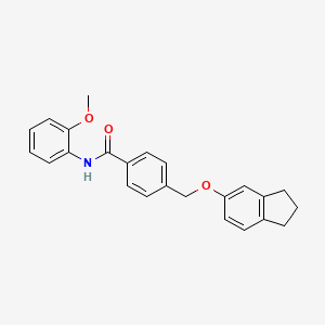 molecular formula C24H23NO3 B3549196 4-[(2,3-dihydro-1H-inden-5-yloxy)methyl]-N-(2-methoxyphenyl)benzamide 