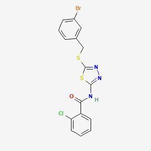 molecular formula C16H11BrClN3OS2 B3549206 N-{5-[(3-bromobenzyl)sulfanyl]-1,3,4-thiadiazol-2-yl}-2-chlorobenzamide 