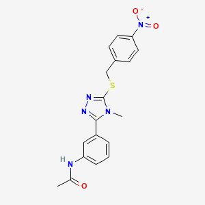 molecular formula C18H17N5O3S B3549219 N-(3-{4-methyl-5-[(4-nitrobenzyl)sulfanyl]-4H-1,2,4-triazol-3-yl}phenyl)acetamide 