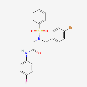 molecular formula C21H18BrFN2O3S B3549233 N~2~-(4-bromobenzyl)-N-(4-fluorophenyl)-N~2~-(phenylsulfonyl)glycinamide 