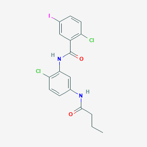 molecular formula C17H15Cl2IN2O2 B3549332 N-[5-(butanoylamino)-2-chlorophenyl]-2-chloro-5-iodobenzamide 