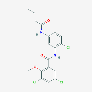 molecular formula C18H17Cl3N2O3 B3549342 N-[5-(butyrylamino)-2-chlorophenyl]-3,5-dichloro-2-methoxybenzamide 