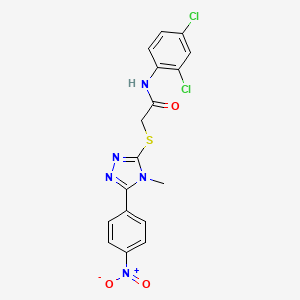 molecular formula C17H13Cl2N5O3S B3549416 N-(2,4-dichlorophenyl)-2-{[4-methyl-5-(4-nitrophenyl)-4H-1,2,4-triazol-3-yl]sulfanyl}acetamide 