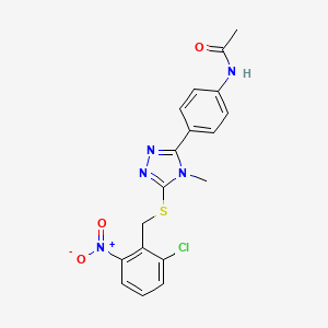 molecular formula C18H16ClN5O3S B3549427 N-(4-{5-[(2-chloro-6-nitrobenzyl)sulfanyl]-4-methyl-4H-1,2,4-triazol-3-yl}phenyl)acetamide 