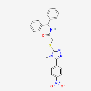 molecular formula C24H21N5O3S B3549507 N-(diphenylmethyl)-2-{[4-methyl-5-(4-nitrophenyl)-4H-1,2,4-triazol-3-yl]sulfanyl}acetamide 