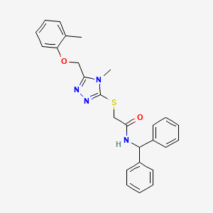 molecular formula C26H26N4O2S B3549520 N-(diphenylmethyl)-2-({4-methyl-5-[(2-methylphenoxy)methyl]-4H-1,2,4-triazol-3-yl}sulfanyl)acetamide 