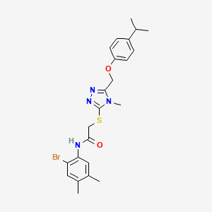 molecular formula C23H27BrN4O2S B3549552 N-(2-bromo-4,5-dimethylphenyl)-2-[(4-methyl-5-{[4-(propan-2-yl)phenoxy]methyl}-4H-1,2,4-triazol-3-yl)sulfanyl]acetamide 