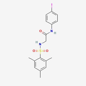 molecular formula C17H19IN2O3S B3549645 N-(4-iodophenyl)-2-[(2,4,6-trimethylphenyl)sulfonylamino]acetamide 