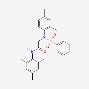 molecular formula C25H28N2O3S B3549702 N~2~-(2,4-dimethylphenyl)-N~1~-mesityl-N~2~-(phenylsulfonyl)glycinamide 