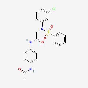 molecular formula C22H20ClN3O4S B3549778 N~1~-[4-(acetylamino)phenyl]-N~2~-(3-chlorophenyl)-N~2~-(phenylsulfonyl)glycinamide 