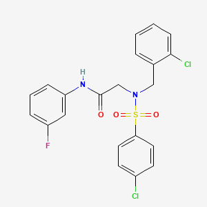 molecular formula C21H17Cl2FN2O3S B3549821 N~2~-(2-chlorobenzyl)-N~2~-[(4-chlorophenyl)sulfonyl]-N-(3-fluorophenyl)glycinamide 