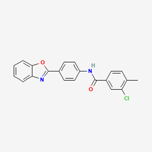 molecular formula C21H15ClN2O2 B3549891 N-[4-(1,3-benzoxazol-2-yl)phenyl]-3-chloro-4-methylbenzamide 