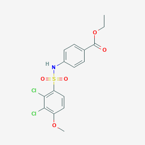 molecular formula C16H15Cl2NO5S B3550047 ethyl 4-{[(2,3-dichloro-4-methoxyphenyl)sulfonyl]amino}benzoate 