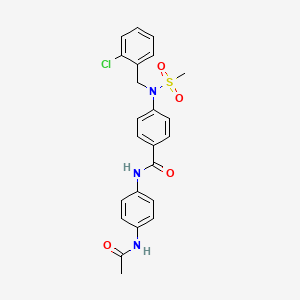 molecular formula C23H22ClN3O4S B3550059 N-(4-acetamidophenyl)-4-[(2-chlorophenyl)methyl-methylsulfonylamino]benzamide 