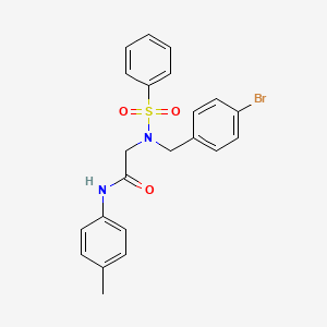 molecular formula C22H21BrN2O3S B3550105 N~2~-(4-bromobenzyl)-N-(4-methylphenyl)-N~2~-(phenylsulfonyl)glycinamide 