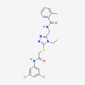 molecular formula C21H21Cl2N5O2S B3550126 N-{[5-({2-[(3,5-dichlorophenyl)amino]-2-oxoethyl}thio)-4-ethyl-4H-1,2,4-triazol-3-yl]methyl}-2-methylbenzamide 