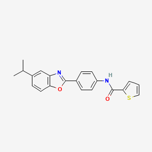 molecular formula C21H18N2O2S B3550132 N-[4-(5-propan-2-yl-1,3-benzoxazol-2-yl)phenyl]thiophene-2-carboxamide 