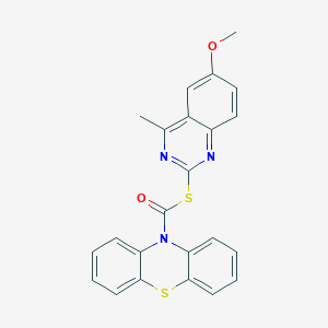 molecular formula C23H17N3O2S2 B3550278 S-(6-methoxy-4-methylquinazolin-2-yl) 10H-phenothiazine-10-carbothioate 