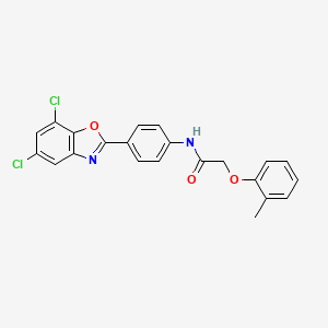 molecular formula C22H16Cl2N2O3 B3550315 N-[4-(5,7-dichloro-1,3-benzoxazol-2-yl)phenyl]-2-(2-methylphenoxy)acetamide 