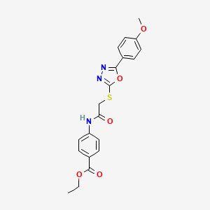 molecular formula C20H19N3O5S B3550330 Ethyl 4-[({[5-(4-methoxyphenyl)-1,3,4-oxadiazol-2-yl]sulfanyl}acetyl)amino]benzoate 