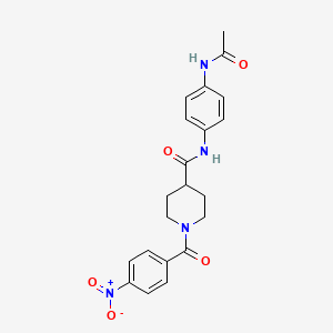 molecular formula C21H22N4O5 B3550371 N-[4-(acetylamino)phenyl]-1-(4-nitrobenzoyl)-4-piperidinecarboxamide 
