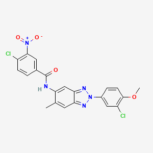 molecular formula C21H15Cl2N5O4 B3550434 4-chloro-N-[2-(3-chloro-4-methoxyphenyl)-6-methyl-2H-benzotriazol-5-yl]-3-nitrobenzamide 