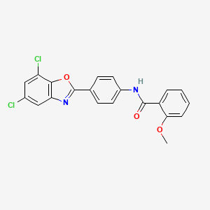 molecular formula C21H14Cl2N2O3 B3550457 N-[4-(5,7-dichloro-1,3-benzoxazol-2-yl)phenyl]-2-methoxybenzamide 