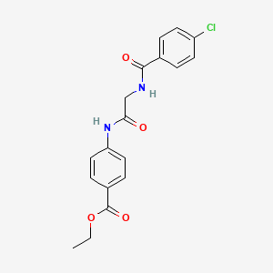 molecular formula C18H17ClN2O4 B3550459 ethyl 4-{[N-(4-chlorobenzoyl)glycyl]amino}benzoate 