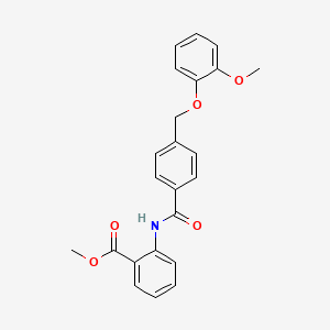 molecular formula C23H21NO5 B3550533 methyl 2-({4-[(2-methoxyphenoxy)methyl]benzoyl}amino)benzoate 