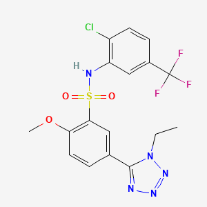 molecular formula C17H15ClF3N5O3S B3550580 N-[2-chloro-5-(trifluoromethyl)phenyl]-5-(1-ethyl-1H-tetrazol-5-yl)-2-methoxybenzenesulfonamide 