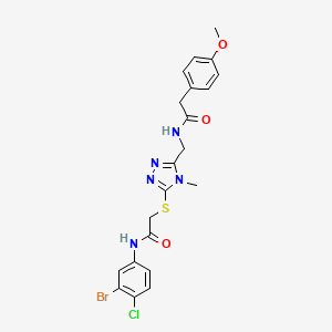 molecular formula C21H21BrClN5O3S B3550705 N-[[5-[2-(3-bromo-4-chloroanilino)-2-oxoethyl]sulfanyl-4-methyl-1,2,4-triazol-3-yl]methyl]-2-(4-methoxyphenyl)acetamide 