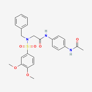 molecular formula C25H27N3O6S B3550728 N-(4-acetamidophenyl)-2-[benzyl-(3,4-dimethoxyphenyl)sulfonylamino]acetamide 