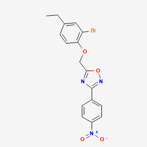 molecular formula C17H14BrN3O4 B3550802 5-[(2-bromo-4-ethylphenoxy)methyl]-3-(4-nitrophenyl)-1,2,4-oxadiazole 