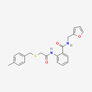 molecular formula C22H22N2O3S B3551048 N-(2-furylmethyl)-2-({[(4-methylbenzyl)thio]acetyl}amino)benzamide 