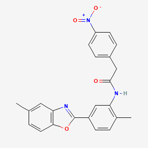 molecular formula C23H19N3O4 B3551080 N-[2-methyl-5-(5-methyl-1,3-benzoxazol-2-yl)phenyl]-2-(4-nitrophenyl)acetamide 