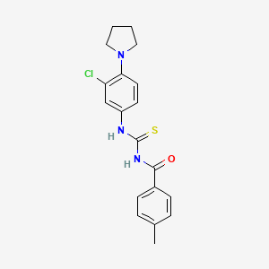 molecular formula C19H20ClN3OS B3551281 N-{[3-chloro-4-(pyrrolidin-1-yl)phenyl]carbamothioyl}-4-methylbenzamide 