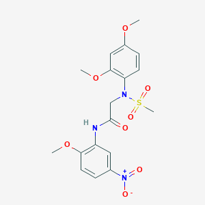 molecular formula C18H21N3O8S B3551326 N~2~-(2,4-dimethoxyphenyl)-N~1~-(2-methoxy-5-nitrophenyl)-N~2~-(methylsulfonyl)glycinamide 