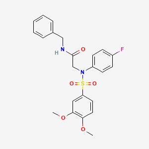 molecular formula C23H23FN2O5S B3551333 N~1~-benzyl-N~2~-[(3,4-dimethoxyphenyl)sulfonyl]-N~2~-(4-fluorophenyl)glycinamide 