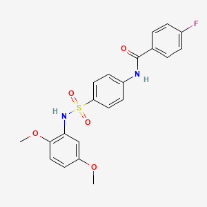 molecular formula C21H19FN2O5S B3551359 N-(4-{[(2,5-dimethoxyphenyl)amino]sulfonyl}phenyl)-4-fluorobenzamide 