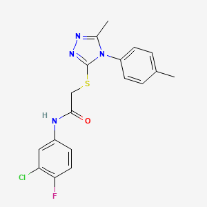 molecular formula C18H16ClFN4OS B3551440 N-(3-chloro-4-fluorophenyl)-2-{[5-methyl-4-(4-methylphenyl)-4H-1,2,4-triazol-3-yl]thio}acetamide 