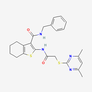 molecular formula C24H26N4O2S2 B3551545 N-benzyl-2-[[2-(4,6-dimethylpyrimidin-2-yl)sulfanylacetyl]amino]-4,5,6,7-tetrahydro-1-benzothiophene-3-carboxamide 