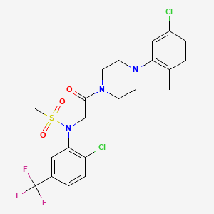 molecular formula C21H22Cl2F3N3O3S B3551547 N-{2-[4-(5-Chloro-2-methyl-phenyl)-piperazin-1-yl]-2-oxo-ethyl}-N-(2-chloro-5-trifluoromethyl-phenyl)-methanesulfonamide 