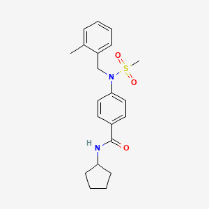 molecular formula C21H26N2O3S B3551549 N-cyclopentyl-4-[(2-methylbenzyl)(methylsulfonyl)amino]benzamide 