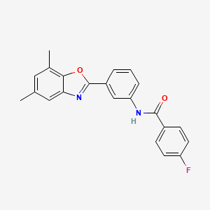 molecular formula C22H17FN2O2 B3551623 N-[3-(5,7-dimethyl-1,3-benzoxazol-2-yl)phenyl]-4-fluorobenzamide 