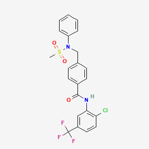molecular formula C22H18ClF3N2O3S B3551756 N-[2-chloro-5-(trifluoromethyl)phenyl]-4-{[(methylsulfonyl)(phenyl)amino]methyl}benzamide 