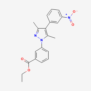 molecular formula C20H19N3O4 B3551832 Ethyl 3-[3,5-dimethyl-4-(3-nitrophenyl)pyrazol-1-yl]benzoate 
