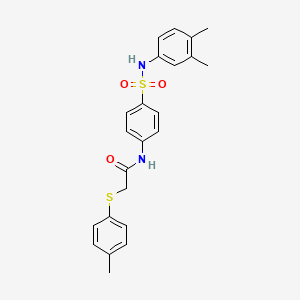 molecular formula C23H24N2O3S2 B3551840 N-(4-{[(3,4-dimethylphenyl)amino]sulfonyl}phenyl)-2-[(4-methylphenyl)thio]acetamide 